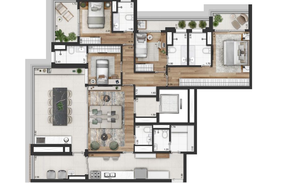 Planta Apto 178m²